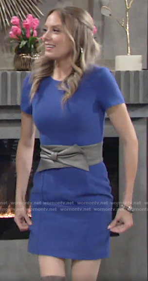 Abby’s blue short sleeve dress on The Young and the Restless