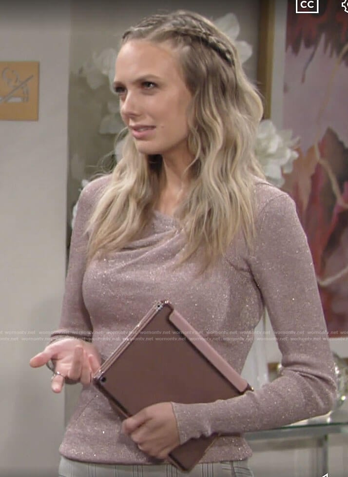 Abby’s metallic sweater on The Young and the Restless