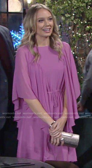 Abby’s pink flared sleeve dress on The Young and the Restless