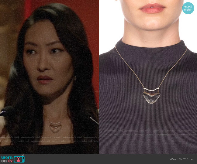 Alexis Bittar Crystal Bar Shield Pendant Necklace worn by Catherine Hamilton-Kane (Elizabeth Anweis) on Batwoman