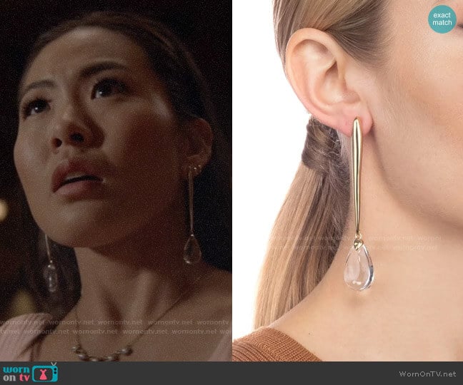 Alexis Bittar Linear Tear Drop Post Earring worn by Mary Hamilton (Nicole Kang) on Batwoman