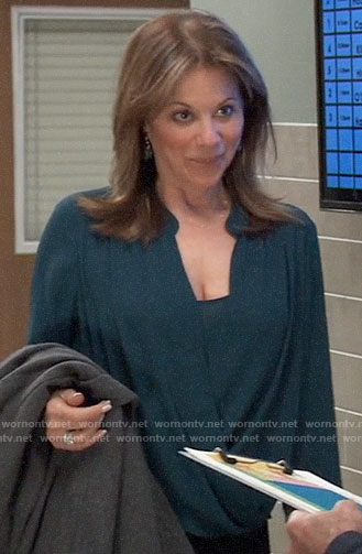 Alexis’s green wrap blouse on General Hospital