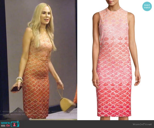 Rosalee Embellished Sequin Sheath Dress by Alice + Olivia worn by Kameron Westcott on The Real Housewives of Dallas