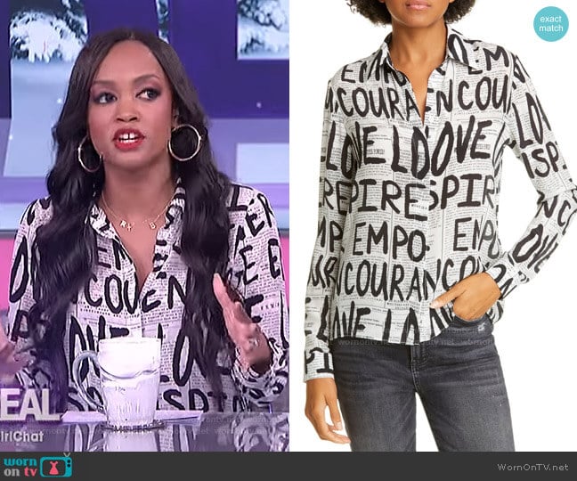 Willa Silk Top by Alice + Olivia  worn by Rachel Lindsay on The Real