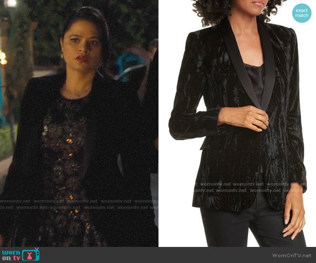 Alice + Olivia Macey Velvet Blazer worn by Mel Vera (Melonie Diaz) on Charmed