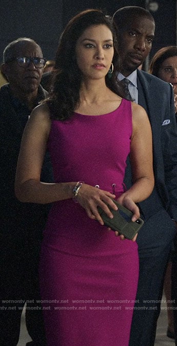 Alison’s pink dress with lace-up waist on The Morning Show