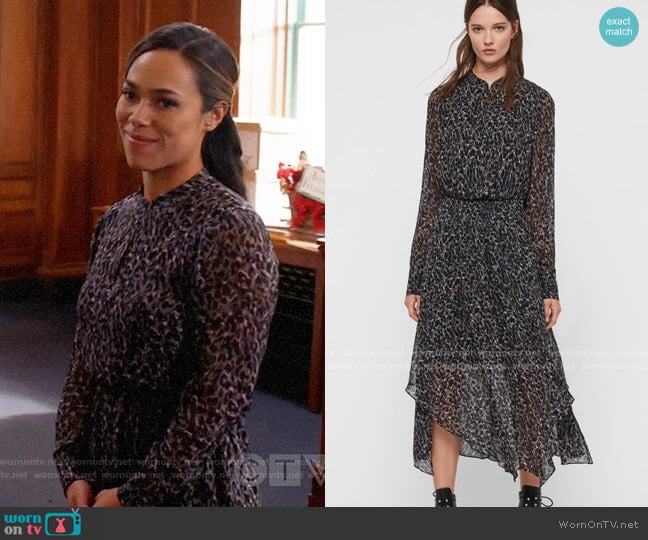 All Saints Valeria Waterleo Dress worn by Emily Lopez (Jessica Camacho) on All Rise