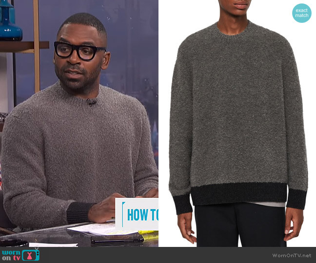 Tremett Boucle Sweater by All Saints worn by Justin Sylvester on E! News