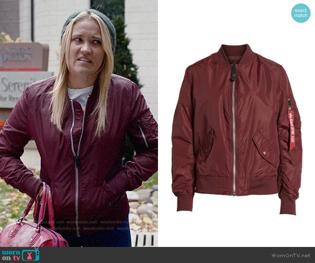 Alpha Industries L-2B Scout Water Resistant Flight Jacket worn by Roxy Doyle (Emily Osment) on Almost Family