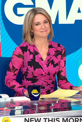 Amy’s black and pink floral print dress on Good Morning America