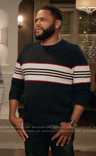 Andre’s navy striped sweater on Black-ish