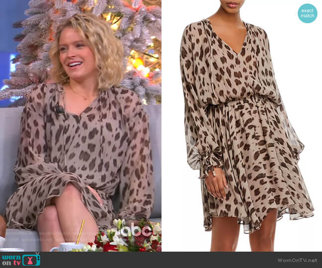 WornOnTV Sara s leopard print tie neck dress on GMA Strahan Sara