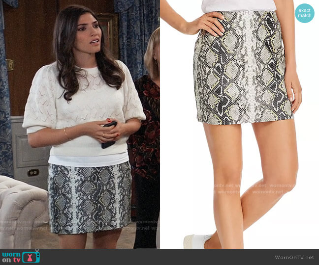 Aqua Embossed Faux-Leather Mini Skirt worn by Brook Lynn Quartermaine (Amanda Setton) on General Hospital