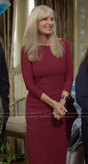Ashley's red side ruffle dress on The Young and the Restless