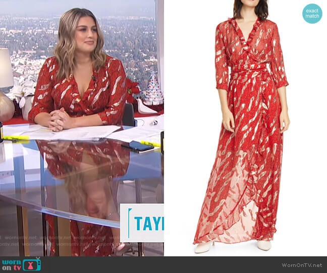 Hali Metallic Print Silk Blend Maxi Dress by Ba&Sh worn by Carissa Loethen Culiner on E! News