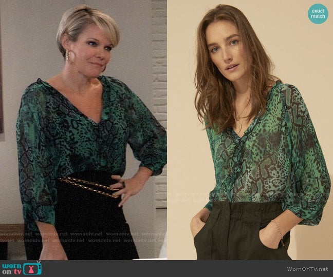 ba&sh Rick Blouse worn by Ava Jerome (Maura West) on General Hospital