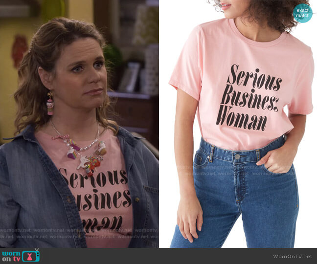 Serious Business Woman Classic Tee by Ban.Do worn by Kimmy Gibbler (Andrea Barber) on Fuller House