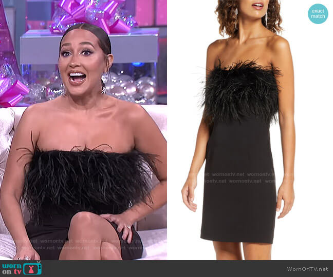 Strapless Feather Neck Cocktail Dress by Bardot worn by Adrienne Houghton  on The Real