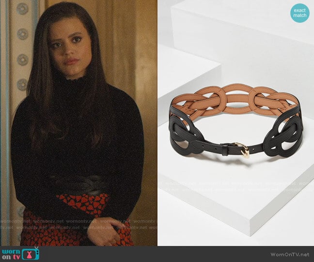 Bcbgmaxazria Woven Faux-leather Waist Belt worn by Maggie Vera (Sarah Jeffery) on Charmed