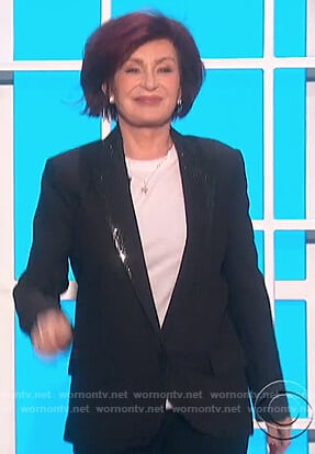 Sharon’s black embellished lapel blazer on The Talk