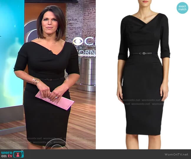 Jackie O Three-Quarter Sleeve Dress by Black Halo worn by Dana Jacobson on CBS Mornings