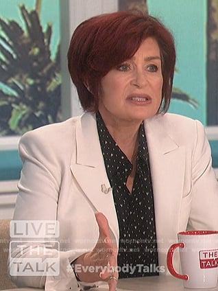 Sharon’s black heart print shirt on The Talk