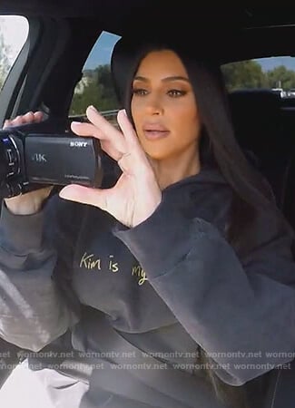 Kim's black sweatshirt on Keeping Up with the Kardashians
