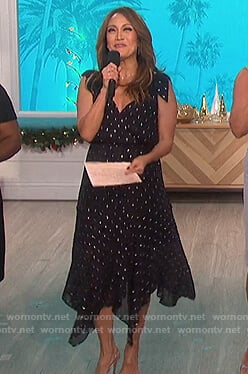 Carrie’s navy metallic dress on The Talk