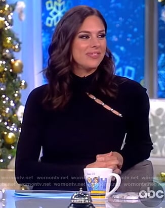 Abby’s black pearl embellished dress on The View