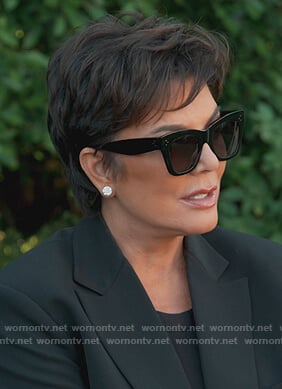 Kris’s black square sunglasses on Keeping Up with the Kardashians