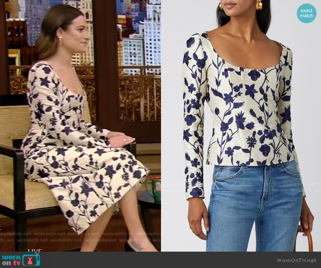 Floral-Jacquard Top by Brock Collection worn by Lea Michele on Live with Kelly and Ryan