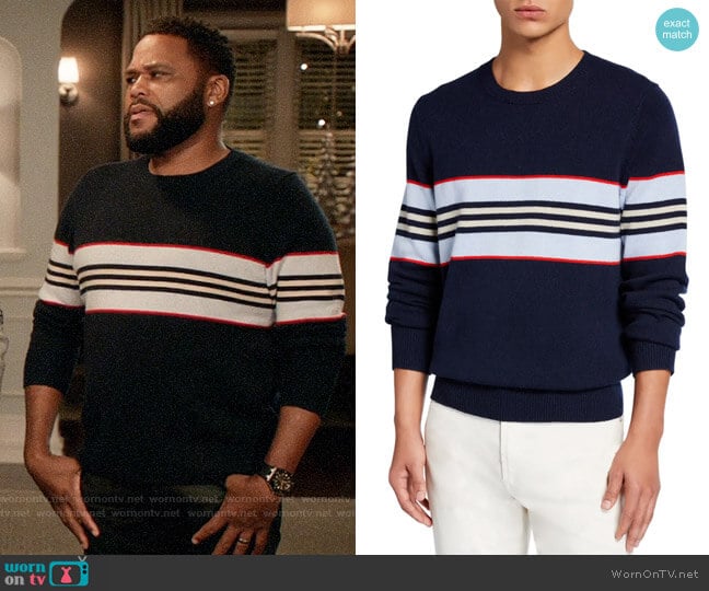 Burberry Furlong Striped Cashmere Sweater worn by Andre Johnson (Anthony Anderson) on Black-ish