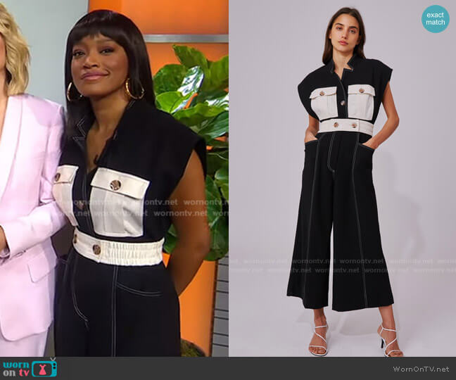 WornOnTV: Keke’s black jumpsuit with white pockets on GMA Strahan Sara ...