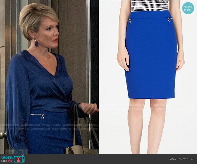 Calvin Klein Zip-Pocket Pencil Skirt worn by Ava Jerome (Maura West) on General Hospital