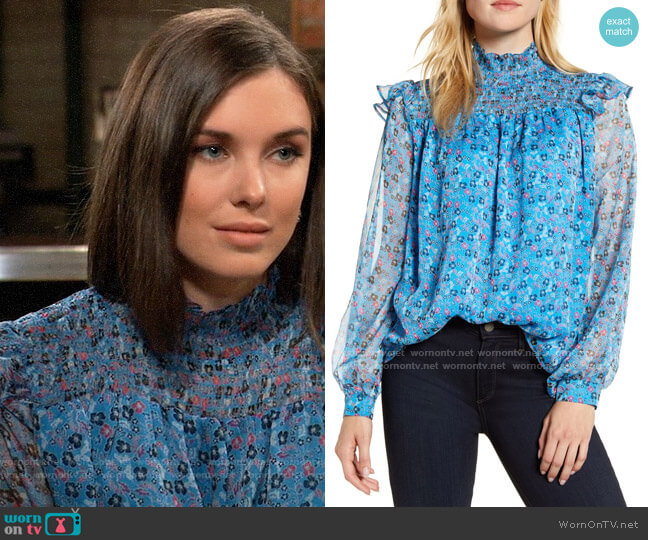 Wornontv Willows Blue Floral Smocked Blouse On General Hospital Katelyn Macmullen Clothes 1045