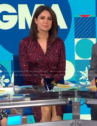 Cecilia’s red animal print wrap dress on Good Morning America