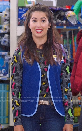 Cheyenne’s multi-color leopard sweater on Superstore