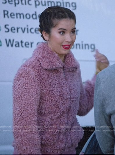 Cheyenne’s pink teddy jacket on Superstore