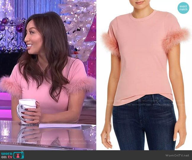 Zoie Feather-Trimmed Top by Cinq a Sept worn by Jeannie Mai on The Real