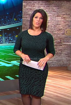 Dana's green animal print dress on CBS This Morning
