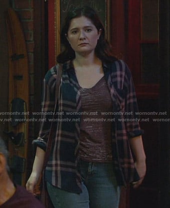 Debbie's navy and pink plaid shirt on Shameless