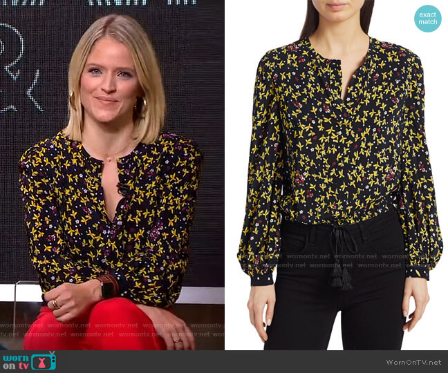 Aster Mixed Floral Blouse by Derek Lam 10 Crosby worn by Sara Haines on Good Morning America