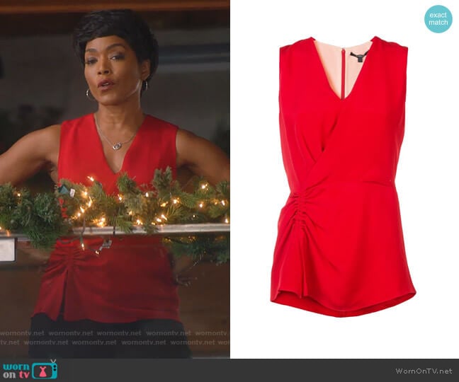 Sleeveless Asymmetrical Ruched Blouse by Derek Lam worn by Athena Grant (Angela Bassett) on 9-1-1