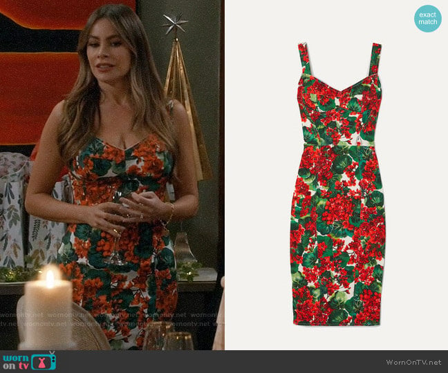 Dolce & Gabbana Floral-print stretch-cady dress worn by  Gloria Pritchett (Sofia Vergara) on Modern Family