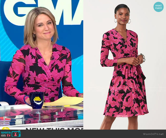 Brenda Mesh Faux-Wrap Dress by Diane von Furstenberg worn by Amy Robach on Good Morning America