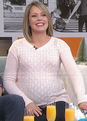 Dylan's white cable knit maternity sweater on Today
