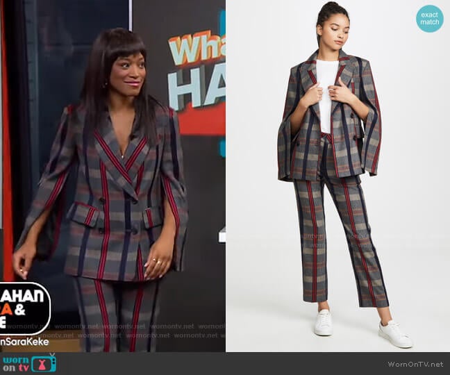 Danielle Split Sleeve Blazer and Clair Wool Trousers by ei8htdreams worn by Keke Palmer on Good Morning America