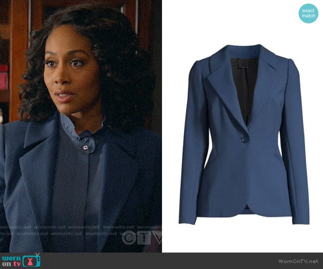 Elie Tahari Rein Jacket worn by Lola Carmichael (Simone Missick) on All Rise