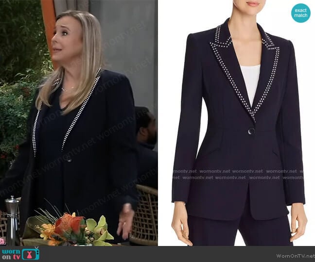 Elie Tahari Madison Studded Blazer worn by Laura Collins (Genie Francis) on General Hospital