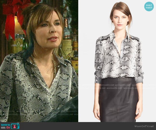 Elizabeth & James Kane Python Blouse worn by Kate Roberts (Lauren Koslow) on Days of our Lives